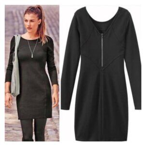 Athleta Black Illusion Dress Size Medium with Back Zipper NWOT